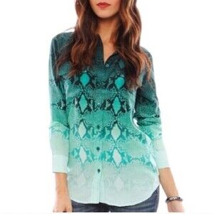 Equipment Femme Blouse Size S Adalyn 100% Silk Top Ombre Snake Long sleeves